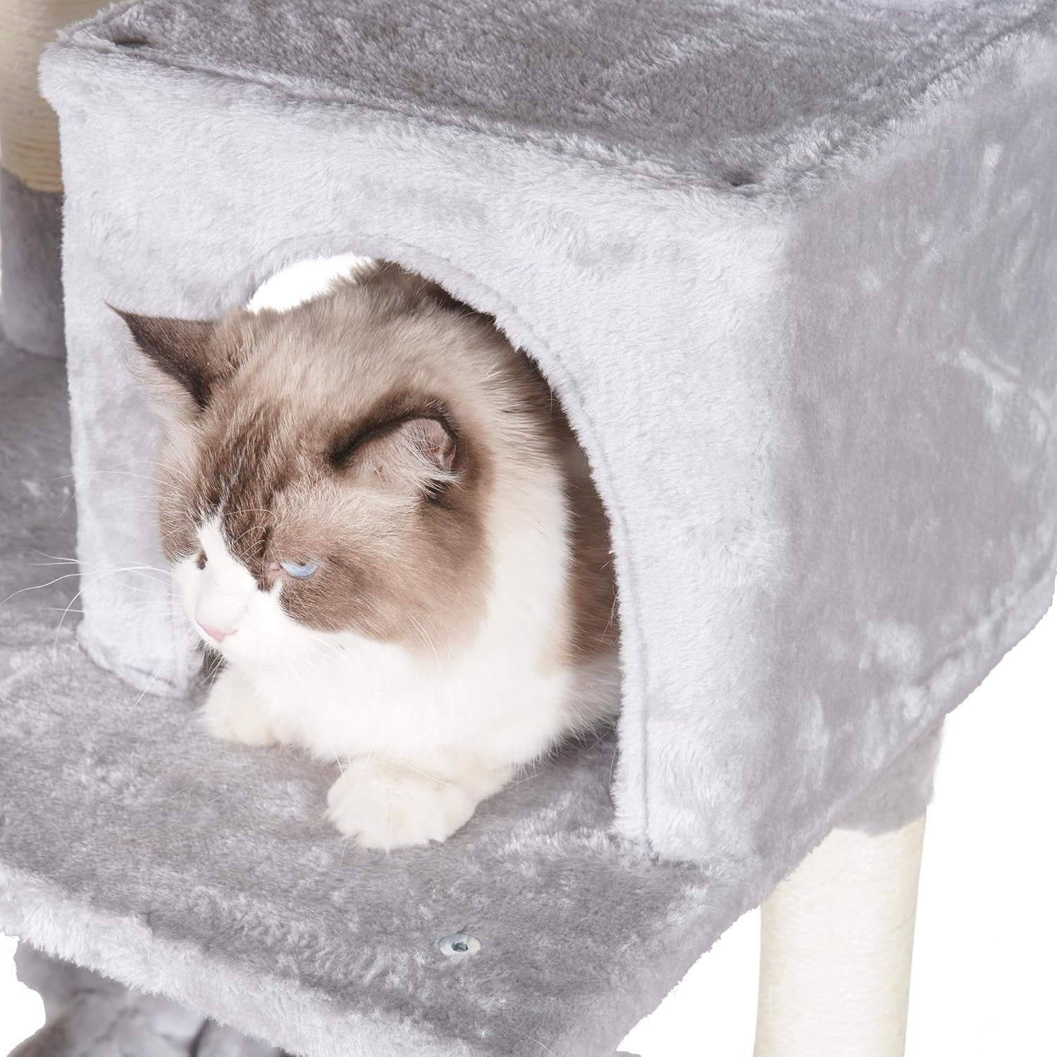 Cat Tree, 73 Inches Tall Cat Tower for Large Cats 20 Lbs Heavy Duty for Indoor Cats,Big Cat Furniture Condo for with Padded Plush Perch, Cozy Basket and Scratching Posts Light Gray HCT030W